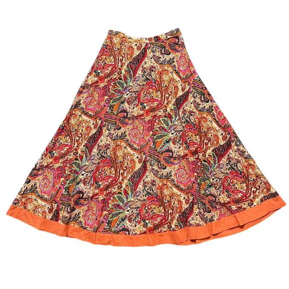Coldwater Creek Dresses & Skirts - VTG Y2K Coldwater Creek Orange Multicolor Sequin Paisley Cotton Maxi Skirt S